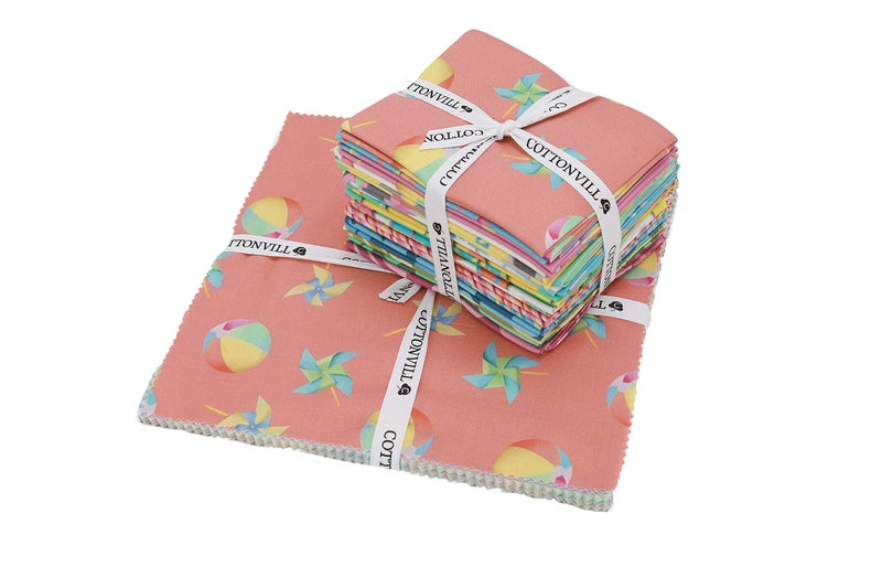 COTTONVILL EMANON Summer Daze 20COUNT Cotton Print Quilting Fabric (Precuts, Quarter 18pc) - Image 2
